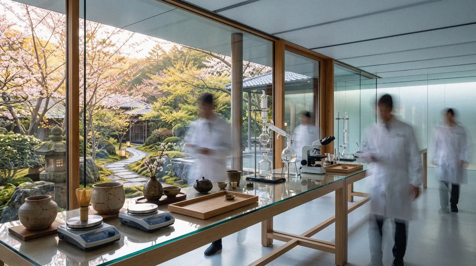 Laboratorio de Materia Prima con vista al jardín